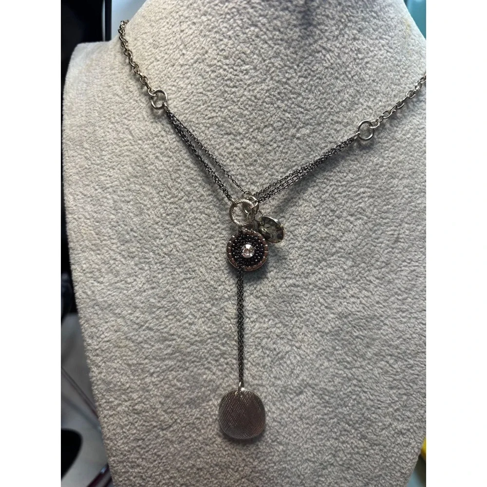 #75. Silver-tone metallic Charm Necklace